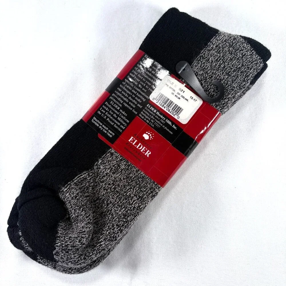 Elder Professional Uniform Black Socks‎ Cotton Blend Made in USA Size 15 - 17
